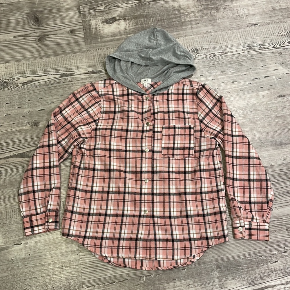 Pink BKE Youth Hooded Flannel